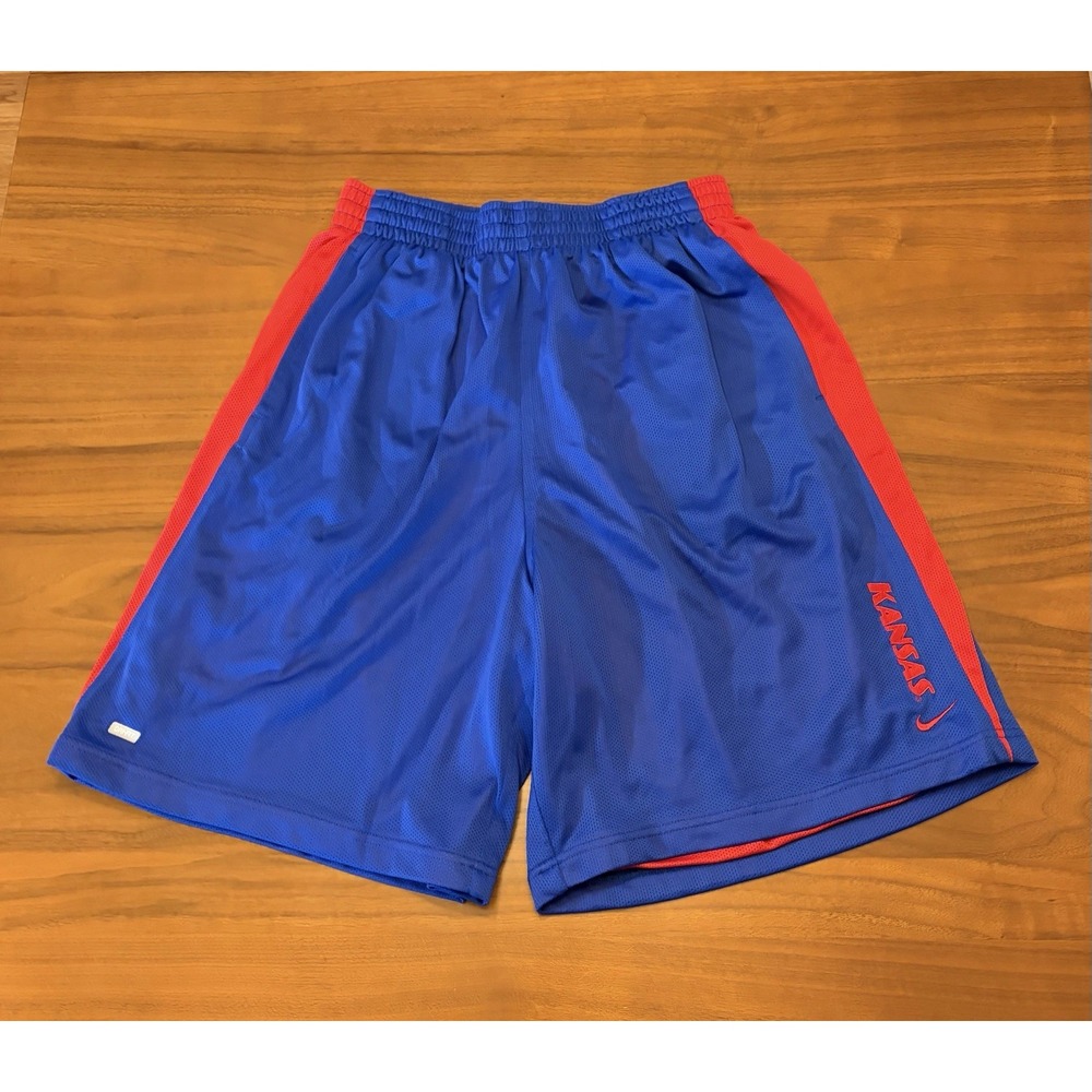 Vintage Y2K Team Nike Kansas Jayhawks Basketball Shorts Men L College KU 8" Mesh